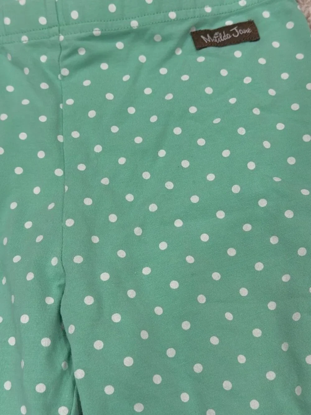 Matilda Jane Girls Ruffle Polka Dot Shorts Size 10 Green White Cotton Blend Comf